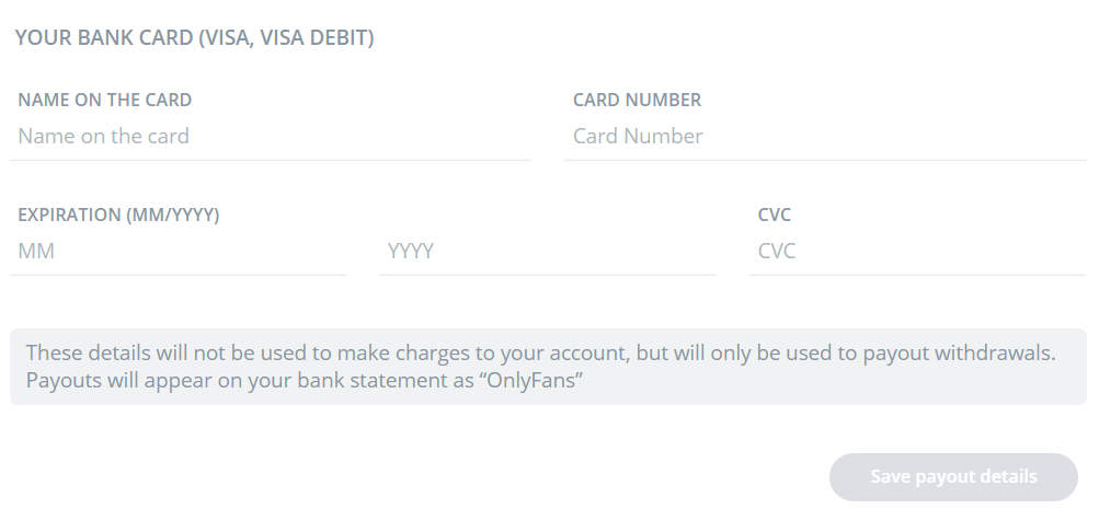 Onlyfans debit card not working