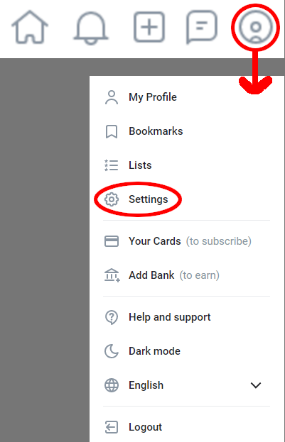 onlyfans settings button