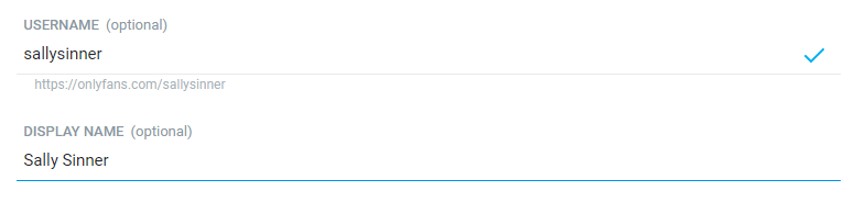 onlyfans username and display name